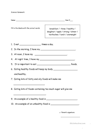 6th Grade Health Worksheets Healthy And Unhealthy Food Healthy Doughnuts Science Homework