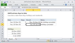 Excel Formula Add Business Days To Date Exceljet