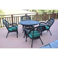 Table:water wave tempered glass top; 5 Piece Black Outdoor Furniture Patio Dining Set Turquoise Blue Cushions Walmart Com Walmart Com