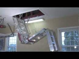 Precision Ladders Automatic Super Simplex Wireless Disappearing Aluminum Ladder Fully Automated For Ease Of Us Attic Stairs Attic Access Ladder Attic Ladder