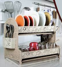 (glass half door cupboard) rs. New Double Drip Tray 2 Layer Plastic Dish Drainer Rack Utensil Cutlery Draining High Side Nd Cream Buy Online In Sri Lanka At Desertcart Lk Productid 53196610