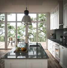 Natural Light Coming From A Huge Window A Beautiful Combination Of White Cabinetry With Sileston Kitchen Countertops Kitchen Design Kitchen Countertop Samples