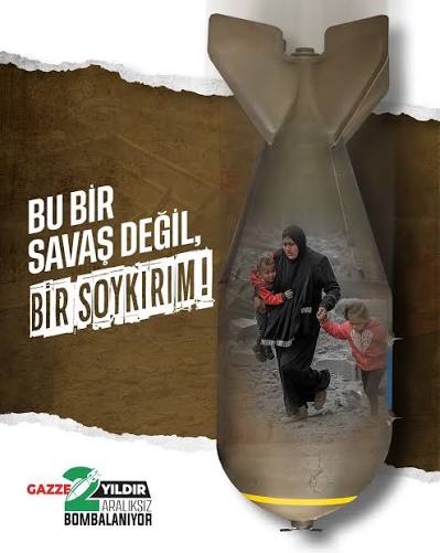 7 Ekim'in ikinci yılında soykırım bir an bile durmadı. Hastaneler, yetimhaneler, okullar, üniversiteler, evler, iş yerleri, insanlar, kadınlar, çocuklar… Aralıksız olarak bombalandı. Katliamı tüm şiddetiyle devam ettiren İsrail'in mahkum edilmesini ...