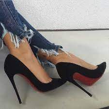Black heels with red bottoms. Red Bottom Shoes Red Bottom Heels Fashion Heels Stiletto Heels