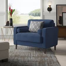 We've upholstered it in a velvety navy fabric, but you can have this piece customized through our special order program and choose the perfect option for you. Navy Blue Chair And Ottoman Wayfair