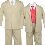 7pc Chicos Caqui Trajes Con Satén Rojo Chaleco Conjunto Corbata De Bebé A  Adolescente