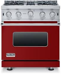 Viking ranges are top quality and even though the appliance giant provides them in more than one fuel type, gas is surely something they try to focus on particularly. Viking Vgic53014bar 5 Series Series 30 Inch Apple Red Gas Freestanding Range In Apple Red Appliances Connection