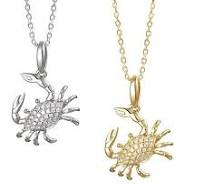 14k Gold Crab Pendant with pave’ set Diamonds choice of color