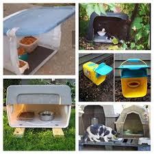 Diy bucket shelters for feral cats Several More Easy Feeding Station Ideas Outdoor Cat Shelter Outdoor Cat House Feral Cat Shelter