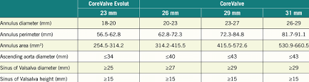 Sizing Recommendations For The Corevalve Evolut And