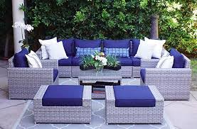 Amazon Com Sunhaven Resin Wicker Outdoor Patio Furniture Set 9 Piece Conversation S Outdoor Patio Furniture Sets Patio Furniture Sets Wicker Patio Furniture