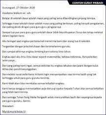 Namun, pernahkah membuat surat pribadi untuk guru? Contoh Surat Pribadi Untuk Guru Bahasa Indonesia Guru Galeri