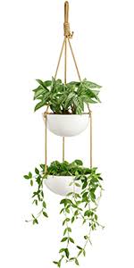 Simple yet unique, the hanging coconut planter maintains the natural shape and texture of real coconuts. Amazon Com Mkono Ceramic Hanging Planter 3 Tier Indoor Wall Plant Holder For Succulent Herb Air Plant Live Or Faux Plants Modern Vertical Garden Rectangular Kitchen Dining