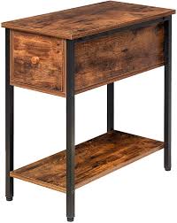 An accent table for small spaces that is sure to make a bold statement in your entryway, lobby, living room, bedroom, or kitchen. Narrow Nightstand For Small Spaces 2 Tier End Sofa Table With Drawer Ibuyke Side Table 60x30x61cm Stable And Sturdy Construction Wood Look Accent Furniture With Metal Frame Tmj057h Furniture Home Kitchen Powderhousebend Com