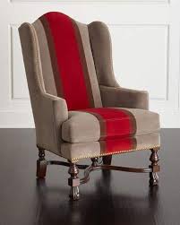Massoud Red Colorblock Wing Chair Leather Dining Room Chairs Wing Chair Furniture