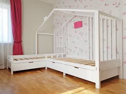 Montessori L Shape Nook Double Bed With Reading Sofa Bed And Three Soaring Drawers Bed Double Drawers Lshap House Beds For Kids House Beds Bed With Drawers