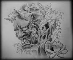 Black And White Japanese Demon Tattoo Designs Hannya Mask Tattoo Designs Hannya Tattoo On Tumblr Tato Jepang Samurai Tattoo Japan Tattoo