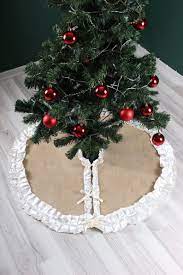 Burlap Tree Skirt Farmhouse Tree Skirt Rustic Tree Decor Etsy Farmhouse Tree Skirts Burlap Tree Skirt White Christmas Tree Skirt