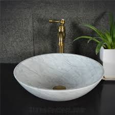 bianco carrara white marble round sink