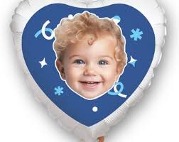Personalized Fun Face Photo Blue Heart Balloons, Birthday, Baby Shower,  Bachelorette Party, Custom Heart Double-Sided Mylar Balloon, 1 Piece