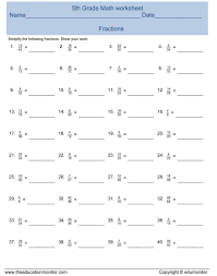 Grade 5 worksheets and online activities. 5th Grade Fractions Practice Worksheet