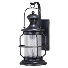 Patriot Lighting Tinsley Black Outdoor Motion Sensor Security Wall Light At Menards