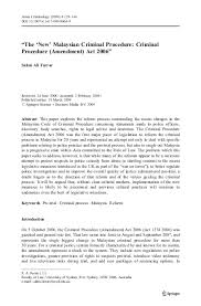 Criminal procedure is related to constitutional law. Pdf The New Malaysian Criminal Procedure Criminal Procedure Amendment Act 2006 Salim Farrar Academia Edu