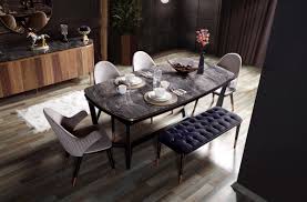Dining sets dining tables dining chairs & benches bar & counter stools cabinets & storage bars & carts. Casa Padrino Luxury Dining Room Set Gray Black Copper 1 Dining Table 4 Dining Chairs 1 Bench Luxury Dining Room Furniture