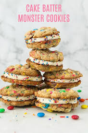 Chewy Mnm Oatmeal Cookies With Cake Mix Recipe In 2020 Monster Cookies Cake Mix Oatmeal Cookies Chewy