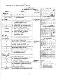 Official Deped School Calendar For School Year 2018 2019