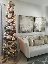 Pencil Christmas Tree Burlap Gold Mesh And Silver Ribbons With Rustic Ornaments And Burlap Tr Skinny Christmas Tree Pencil Christmas Tree Slim Christmas Tree