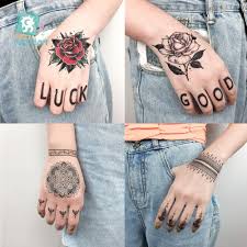 Rocooart Tatouage Temporaire Pour Le Doigt Autocollant Noir Motif Floral Pour Femme Indien Etanche Flash Aliexpress