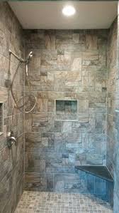 Rustic Walk In Stone Shower Stone Shower Rustic Shower Bathroom Remodel Designs