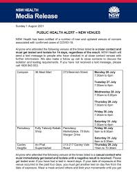It was first identified in december 2019 in wuhan,. Nsw Health On Twitter Public Health Alert New Venues Nsw Health Has Been Notified Of A Number Of New And Updated Venues Of Concern Associated With Confirmed Cases Of Covid 19