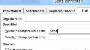 Ich denke, das geht über datei/seite einrichten/tabelle/drucken: Excel Uberschriften Auf Allen Seiten Anzeigen Multimedia