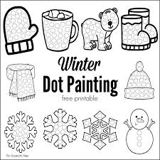 Winter Dot Painting Free Printable Coloring Pages Winter Dot Painting Winter Crafts For Kids