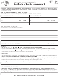 Bh #sist124 • mfr #st124. Form St 124 Download Fillable Pdf Or Fill Online Certificate Of Capital Improvement New York Templateroller