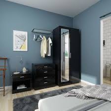 With such a wide selection of bedroom furniture for sale, from brands like skyline furniture mfg inc, baxton studio, and zozulu, you're sure to find something that you'll love. Elegant Modern High Gloss Wardrobe And Cabinet Furniture Set Bedroom 2 Doors Wardrobe With Mirror And 4 Drawer Chest And Bedside Cabinet Black Walnut