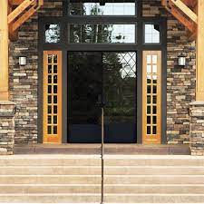 Exterior doors with sidelights exterior entry doors entrance doors rustic doors wood doors rustica spanish walnut entry door with operating speakeasy, decorative clavos, and two sidelites. Double Metal Front Entry Doors Rustica