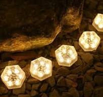 Solar Inground Lights Hexagon Tile Lights Outdoor Lamps Solar Waterproof  RGB LED Garden Floor Tile Light