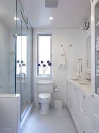 The narrow and long bathroom is arranged so that all sanitaryware are on one long wall to emphasize the natural shape of the space. 20 Narrow Bathroom Ideas Magzhouse