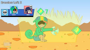 Casting sharp pebbles at enemies, and summoning a sandstorm to hide teammates.. Leon Vs Sandy Brawl Stars Animation Hornstromp Series