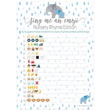 And, if you wanted to have some more fun with emojis, you can check out some fun facts about them in my post on the new emojis for 2020! Blue Elephant Baby Shower Party Nursery Rhyme Emoji Game 20 Cards Distinctivs Walmart Com Walmart Com