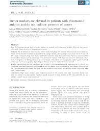 Testicular cancer is one of the few cancers associated with tumor markers. Pdf Tumor Markers Are Elevated In Patients With Rheumatoid Arthritis And Do Not Indicate Presence Of Cancer Maria Bazzo Academia Edu