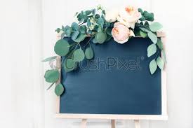 Download Blank Wedding Chalkboard Sign Mockup Scene Floral Garland Of Green Stock Photo Crushpixel