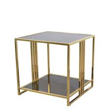 Beistelltisch glas gold quadratisch 50 x 50 cm orland. 50x50x50 Beistelltisch In Schwarz Gold Aus Glas Stahl Nandora