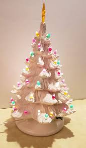 Newlyweds ceramic christmas tree ornaments. Vintage Ceramic White Light Up Christmas Tree Aunt Gladys Attic
