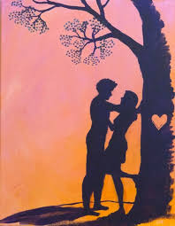 Cute Romantic Love Couple Silhouette Valentine Heart Pink Etsy Romantic Paintings Romantic Art Romantic Drawing