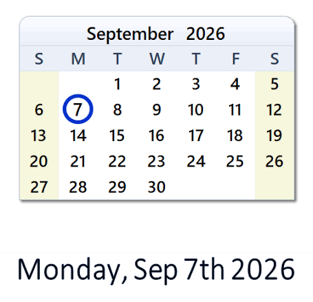 Sep 7, 2026: Holidays, Top Events, Sports & Countdown - USA