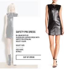 Helmut Lang Coated Leather Safety Pin Dress Black